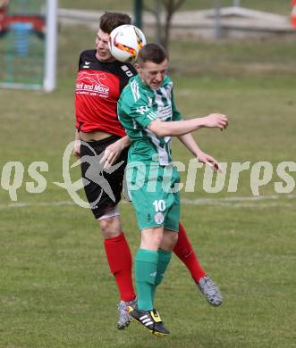 Fussball Unterliga West. Nussdorf gegen Radenthein. Tobias Fuetsch (Nussdorf), Sladjan Djurdjevic (Radenthein). Nussdorf Debant, am 2.4.2016.
Foto: Kuess
---
pressefotos, pressefotografie, kuess, qs, qspictures, sport, bild, bilder, bilddatenbank