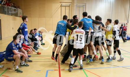 Handball Bundesliga. SC Ferlach gegen St. Poelten. Jubel Ferlach. Ferlach, am 5.5.2016.
Foto: Kuess 
---
pressefotos, pressefotografie, kuess, qs, qspictures, sport, bild, bilder, bilddatenbank