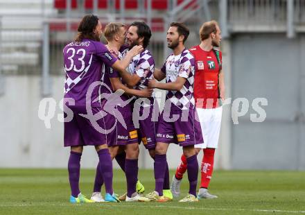 Fussball Sky Go Erste Liga. SK Austria Klagenfurt gegen FC Wacker Innsbruck. Torjubel  (Klagenfurt). Klagenfurt, am 20.5.2016.
Foto: Kuess
---
pressefotos, pressefotografie, kuess, qs, qspictures, sport, bild, bilder, bilddatenbank
