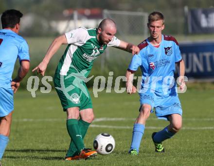 Fussball Unterliga Ost. Woelfnitz gegen Ludmannsdorf. Stefan Kobald,  (Woelfnitz), Jernej Smukavec (Ludmannsdorf). Woelfnitz, am 28.5.2016.
Foto: Kuess
---
pressefotos, pressefotografie, kuess, qs, qspictures, sport, bild, bilder, bilddatenbank