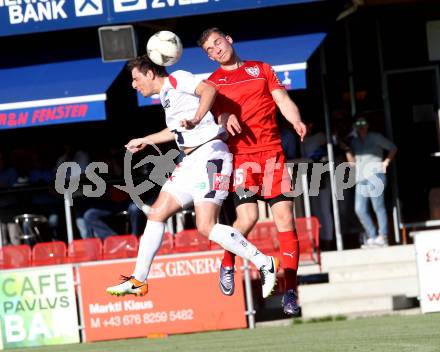 Fussball. Kaerntner Liga. SAK gegen Atus Ferlach. Philipp Diex (SAK), Martin Posratschnig (Ferlach). Klagenfurt, 10.6.2016.
Foto: Kuess 
---
pressefotos, pressefotografie, kuess, qs, qspictures, sport, bild, bilder, bilddatenbank