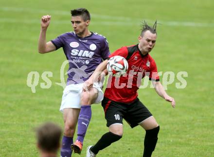 Fussball Kaerntner Liga. Maria Saal gegen Globasnitz. Dalibor Stojanovic, 	 (Maria Saal), Anze Pesl (Globasnitz). Maria Saal, am 11.6.2016.
Foto: Kuess
---
pressefotos, pressefotografie, kuess, qs, qspictures, sport, bild, bilder, bilddatenbank