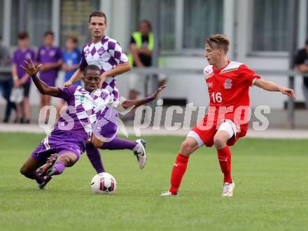 Fussball KFV Cup. KAC 1909 gegen SK Austria Klagenfurt. Tobias Alexander Schaflechner,  (KAC), Karamoko Sogodogo (Austria Klagenfurt). Klagenfurt, am 26.7.2016.
Foto: Kuess
---
pressefotos, pressefotografie, kuess, qs, qspictures, sport, bild, bilder, bilddatenbank