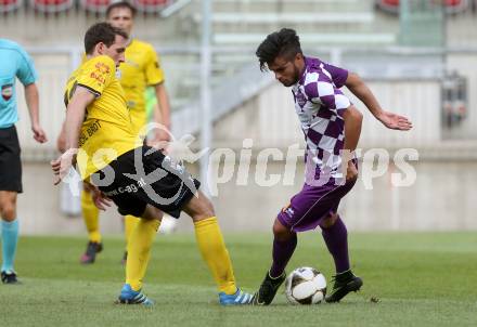 Fussball Regionalliga. SK Austria Klagenfurt gegen Allerheiligen. Burak Yilmaz,  (Klagenfurt), Christoph Koinegg  (Allerheiligen). Klagenfurt, am 29.7.2016.
Foto: Kuess
---
pressefotos, pressefotografie, kuess, qs, qspictures, sport, bild, bilder, bilddatenbank