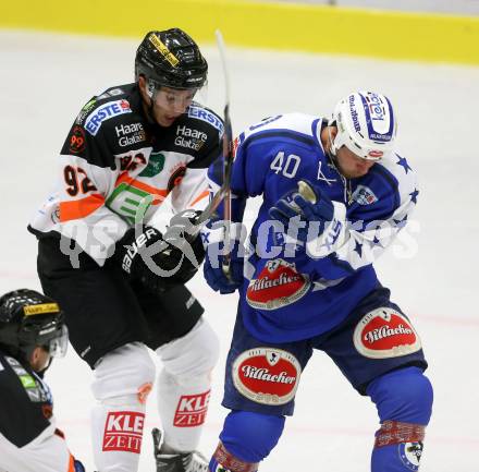 EBEL. Eishockey Bundesliga. Testspiel. VSV gegen Graz 99ers. Michael Grabner (VSV), Clemens Unterweger (Graz). Villach, am 19.8.2016.
Foto: Kuess
---
pressefotos, pressefotografie, kuess, qs, qspictures, sport, bild, bilder, bilddatenbank