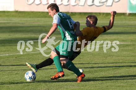 Fussball 1. Klasse B. Faakersee gegen Bad Bleiberg. Florian Pribernig, (Faakersee), Christoph Stauder  (Bad Bleiberg). Faakersee, am 7.8.2016.
Foto: Kuess
---
pressefotos, pressefotografie, kuess, qs, qspictures, sport, bild, bilder, bilddatenbank