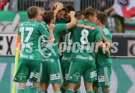 Fussball tipico Bundesliga. RZ Pellets WAC gegen SK Rapid Wien. Torjubel Christoph Schoesswendter  (Rapid). Lavanttal Arena Wolfsberg, am 21.8.2016.
Foto: Kuess
---
pressefotos, pressefotografie, kuess, qs, qspictures, sport, bild, bilder, bilddatenbank