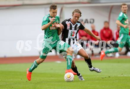 Fussball tipico Bundesliga. RZ Pellets WAC gegen SK Rapid Wien. Philip Hellquist,  (WAC), Louis Schaub (Rapid). Lavanttal Arena Wolfsberg, am 21.8.2016.
Foto: Kuess
---
pressefotos, pressefotografie, kuess, qs, qspictures, sport, bild, bilder, bilddatenbank