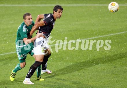 Fussball tipico Bundesliga. RZ Pellets WAC gegen SK Rapid Wien. Mihret Topcagic,  (WAC), Christopher Dibon (Rapid). Lavanttal Arena Wolfsberg, am 21.8.2016.
Foto: Kuess
---
pressefotos, pressefotografie, kuess, qs, qspictures, sport, bild, bilder, bilddatenbank