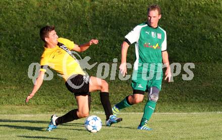 Fussball 1. Klasse B. Faakersee gegen Bad Bleiberg. Johannes Aichholzer, 
(Faakersee),  Rene Hecher  (Bad Bleiberg). Faakersee, am 7.8.2016.
Foto: Kuess
---
pressefotos, pressefotografie, kuess, qs, qspictures, sport, bild, bilder, bilddatenbank
