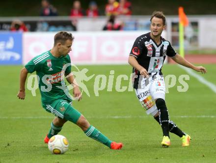 Fussball tipico Bundesliga. RZ Pellets WAC gegen SK Rapid Wien. Christian Klem, (WAC), Louis Schaub  (Rapid). Lavanttal Arena Wolfsberg, am 21.8.2016.
Foto: Kuess
---
pressefotos, pressefotografie, kuess, qs, qspictures, sport, bild, bilder, bilddatenbank