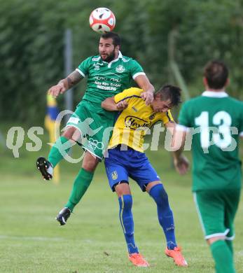 Fussball 1. Klasse C. Liebenfels gegen Donau. Stefan Perack,  (Liebenfels),  Philipp Podobnig (Donau). Liebenfels, am 20.8.2016.
Foto: Kuess
---
pressefotos, pressefotografie, kuess, qs, qspictures, sport, bild, bilder, bilddatenbank
