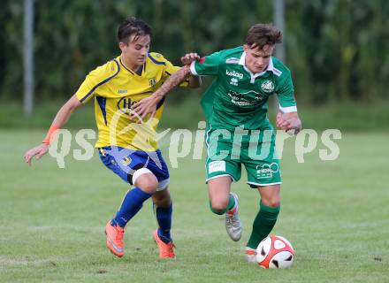 Fussball 1. Klasse C. Liebenfels gegen Donau. Georg Pirker,  (Liebenfels),  Sebastian Michael Layroutz (Donau). Liebenfels, am 20.8.2016.
Foto: Kuess
---
pressefotos, pressefotografie, kuess, qs, qspictures, sport, bild, bilder, bilddatenbank
