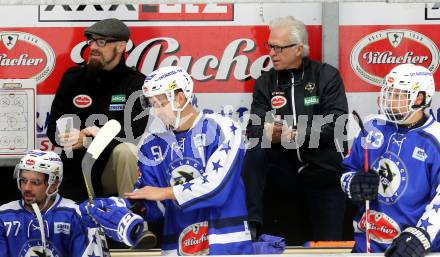 Eishockey Testspiel. VSV gegen Riessersee. Co-Trainer Markus Peintner, Trainer Greg Holst  (VSV). Villach, 26.8.2016.
Foto: Kuess
---
pressefotos, pressefotografie, kuess, qs, qspictures, sport, bild, bilder, bilddatenbank