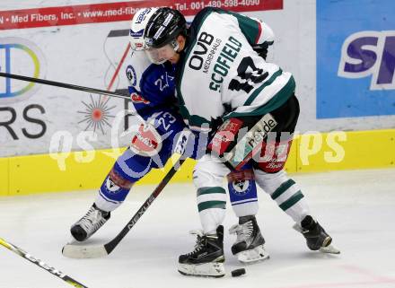 Eishockey testspiel. VSV gegen Starbulls Rosenheim. Markus Schlacher,  (VSV), Tyler Scofield (Rosenheim). Villach, am 9.9.2016.
Foto: Kuess
---
pressefotos, pressefotografie, kuess, qs, qspictures, sport, bild, bilder, bilddatenbank