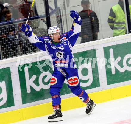 EBEL. Eishockey Bundesliga.  VSV gegen HC Orli Znojmo. Torjubel Brock McBride (VSV). Villach, am 18.9.2016.
Foto: Kuess 
---
pressefotos, pressefotografie, kuess, qs, qspictures, sport, bild, bilder, bilddatenbank