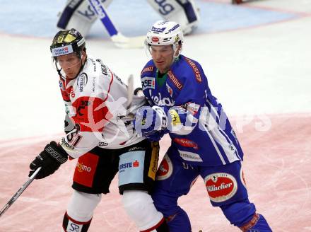 EBEL. Eishockey Bundesliga.  VSV gegen HC Orli Znojmo. Brock McBride, (VSV), Jan Seda  (Znojmo). Villach, am 18.9.2016.
Foto: Kuess 
---
pressefotos, pressefotografie, kuess, qs, qspictures, sport, bild, bilder, bilddatenbank