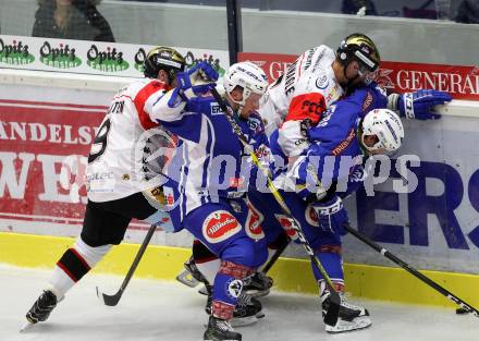 EBEL. Eishockey Bundesliga.  VSV gegen HC Orli Znojmo. Brunner Nico, Kevin Wehrs, (VSV), Kevin Bruijsten, Sean McMonagle  (Znojmo). Villach, am 18.9.2016.
Foto: Kuess 
---
pressefotos, pressefotografie, kuess, qs, qspictures, sport, bild, bilder, bilddatenbank