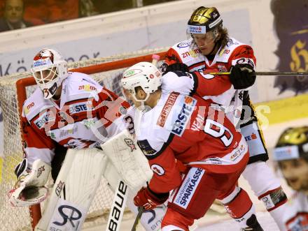 EBEL. Eishockey Bundesliga.  KAC gegen HC Orli Znojmo. Matthew Neal,  (KAC), Marek Schwarz, Libor Sulak (Znojmo). Klagenfurt, am 23.9.2016.
Foto: Kuess 
---
pressefotos, pressefotografie, kuess, qs, qspictures, sport, bild, bilder, bilddatenbank