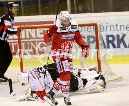 EBEL. Eishockey Bundesliga.  KAC gegen HC Orli Znojmo. Torjubel Jamie Lundmark (KAC). Klagenfurt, am 23.9.2016.
Foto: Kuess 
---
pressefotos, pressefotografie, kuess, qs, qspictures, sport, bild, bilder, bilddatenbank