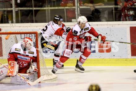 EBEL. Eishockey Bundesliga.  KAC gegen HC Orli Znojmo. Thomas Hundertpfund, (KAC), Radek Cip (Znojmo). Klagenfurt, am 23.9.2016.
Foto: Kuess 
---
pressefotos, pressefotografie, kuess, qs, qspictures, sport, bild, bilder, bilddatenbank