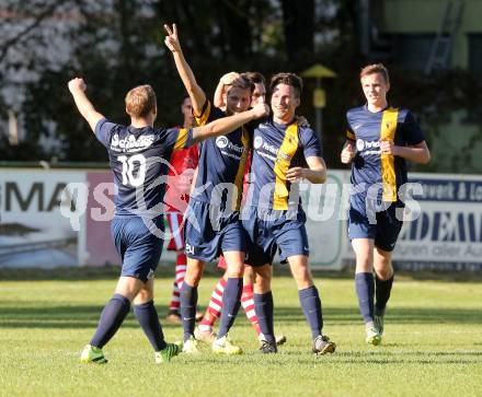 Fussball. 1. Klasse C. Ebental gegen SG KSK-Woerthersee/ATUS Poertschach. Torjubel Christof Pirolt (Ebental). Ebental, 25.9.2016.
Foto: Kuess
---
pressefotos, pressefotografie, kuess, qs, qspictures, sport, bild, bilder, bilddatenbank