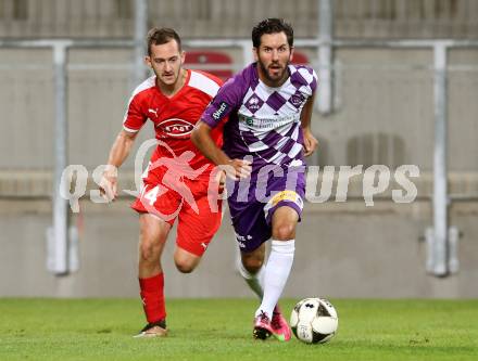 Fussball. Regionallliga. Austria Klagenfurt gegen ATSV Stadl-Paura. Sandro Zakany,  (Austria Klagenfurt), Kevin Hinterberger (Stadl-Paura).  Klagenfurt, 30.9.2016.
Foto: Kuess
---
pressefotos, pressefotografie, kuess, qs, qspictures, sport, bild, bilder, bilddatenbank