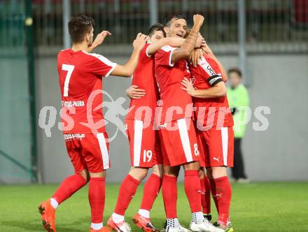 Fussball. Regionallliga. Austria Klagenfurt gegen ATSV Stadl-Paura. Torjubel   (Stadl-Paura).  Klagenfurt, 30.9.2016.
Foto: Kuess
---
pressefotos, pressefotografie, kuess, qs, qspictures, sport, bild, bilder, bilddatenbank