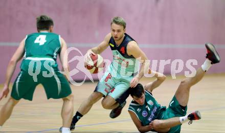 Basketball 2. Bundesliga. GD 1. Runde. Villach Raiders gegen KOS Celovec.  Timi Huber, (Villach), Ziga Erculj, Peter Papic  (KOS). Villach, am 9.10.2016.
Foto: Kuess
---
pressefotos, pressefotografie, kuess, qs, qspictures, sport, bild, bilder, bilddatenbank