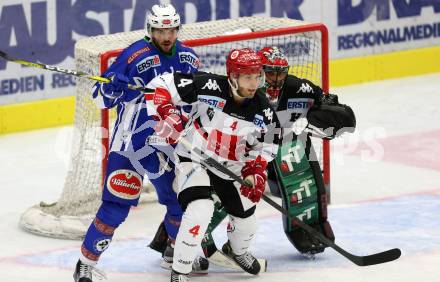 EBEL. Eishockey Bundesliga.  VSV gegen HC TWK Innsbruck Die Haie. Benjamin Petrik, (VSV), Daniel Mitterdorfer, Andy Chiodo (Innsbruck). Villach, am 14.10.2016.
Foto: Kuess 
---
pressefotos, pressefotografie, kuess, qs, qspictures, sport, bild, bilder, bilddatenbank