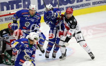 EBEL. Eishockey Bundesliga.  VSV gegen HC TWK Innsbruck Die Haie. Eric Hunter, Corey Locke,  (VSV), Jason Desantis (Innsbruck). Villach, am 14.10.2016.
Foto: Kuess 
---
pressefotos, pressefotografie, kuess, qs, qspictures, sport, bild, bilder, bilddatenbank