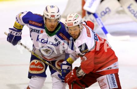 EBEL. Eishockey Bundesliga. KAC gegen VSV. Thomas Koch, (KAC), Brock McBride  (VSV). Klagenfurt, am 16.10.2016.
Foto: Kuess

---
pressefotos, pressefotografie, kuess, qs, qspictures, sport, bild, bilder, bilddatenbank