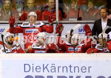EBEL. Eishockey Bundesliga. KAC gegen VSV. KAC Torjubel beim 3:2. Klagenfurt, am 16.10.2016.
Foto: Kuess

---
pressefotos, pressefotografie, kuess, qs, qspictures, sport, bild, bilder, bilddatenbank