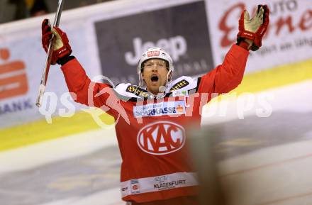 EBEL. Eishockey Bundesliga. KAC gegen VSV. Torjubel Jamie Lundmark (KAC). Klagenfurt, am 16.10.2016.
Foto: Kuess

---
pressefotos, pressefotografie, kuess, qs, qspictures, sport, bild, bilder, bilddatenbank