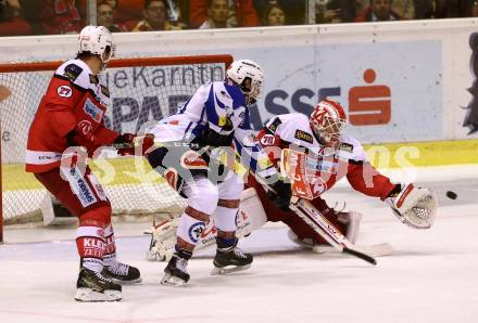 EBEL. Eishockey Bundesliga. KAC gegen VSV. Thomas Hundertpfund, Tomas Duba,  (KAC), Julian Pusnik (VSV). Klagenfurt, am 16.10.2016.
Foto: Kuess

---
pressefotos, pressefotografie, kuess, qs, qspictures, sport, bild, bilder, bilddatenbank