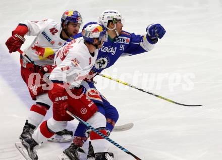 EBEL. Eishockey Bundesliga. VSV gegen EC Red Bull Salzburg. Miha Verlic, (VSV), Layne Viveiros, Alexander Rauchenwald  (Salzburg). Villach, am 18.10.2016.
Foto: Kuess

---
pressefotos, pressefotografie, kuess, qs, qspictures, sport, bild, bilder, bilddatenbank