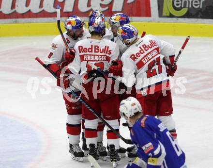 EBEL. Eishockey Bundesliga. VSV gegen EC Red Bull Salzburg. Torjubel  (Salzburg). Villach, am 18.10.2016.
Foto: Kuess

---
pressefotos, pressefotografie, kuess, qs, qspictures, sport, bild, bilder, bilddatenbank
