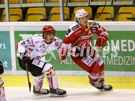 Eishockey AHL. Sky Alps Hockey League. KAC gegen Jesenice. Nikolaus Kraus, (KAC), Gasper Cerkovnik  (Jesenice). Klagenfurt, am 18.10.2016.
Foto: Kuess

---
pressefotos, pressefotografie, kuess, qs, qspictures, sport, bild, bilder, bilddatenbank