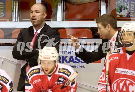 Eishockey AHL. Sky Alps Hockey League. KAC gegen Jesenice. Trainer Ryan Foster Foster, Kirk Furey (KAC). Klagenfurt, am 18.10.2016.
Foto: Kuess

---
pressefotos, pressefotografie, kuess, qs, qspictures, sport, bild, bilder, bilddatenbank