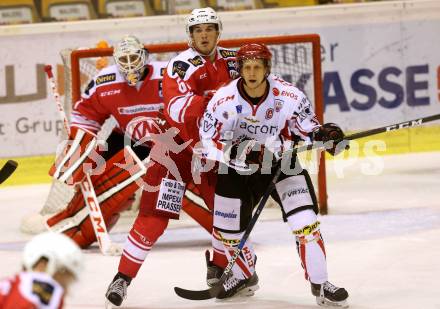 Eishockey AHL. Sky Alps Hockey League. KAC gegen Jesenice. Ziga Kuzman, Thomas Dechel, (KAC), Miha Brus (Jesenice). Klagenfurt, am 18.10.2016.
Foto: Kuess

---
pressefotos, pressefotografie, kuess, qs, qspictures, sport, bild, bilder, bilddatenbank