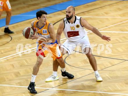 Basketball 2. Bundesliga. GD 3. Runde Woerthersee Piraten gegen BBU Salzburg. Joachim Buggelsheim, (Piraten), Dusan Oluic  (Salzburg). Klagenfurt, am 22.10.2016.
Foto: Kuess
---
pressefotos, pressefotografie, kuess, qs, qspictures, sport, bild, bilder, bilddatenbank