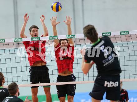 Volleyball Bundesliga. VBK Woerthersee Loewen gegen VC Graz.  Simon Baldauf, Simon Fruehbauer (Woerthersee Loewen). Klagenfurt, am 26.10.2016.
Foto: Kuess
---
pressefotos, pressefotografie, kuess, qs, qspictures, sport, bild, bilder, bilddatenbank