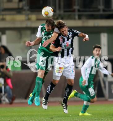 Fussball Bundesliga. RZ Pellets WAC gegen SV Mattersburg. Peter Tschernegg,  (WAC), Patrick Buerger (Mattersburg). Wolfsberg, am 29.10.2016.
Foto: Kuess

---
pressefotos, pressefotografie, kuess, qs, qspictures, sport, bild, bilder, bilddatenbank