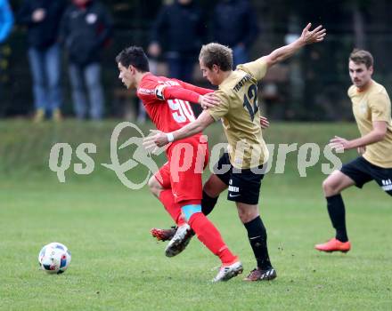 Fussball. Kaerntner Liga. Atus Ferlach gegen Koettmannsdorf. Lukas Jaklitsch (Ferlach), Martin Trattnig (Koettmannsdorf). Ferlach, 5.11.2016.
Foto: Kuess
---
pressefotos, pressefotografie, kuess, qs, qspictures, sport, bild, bilder, bilddatenbank