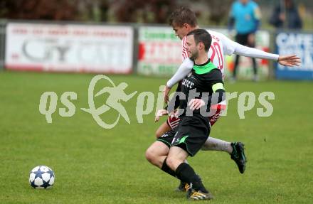 Fussball Unterliga Ost. St. Michael/Bleiburg gegen Kraig. Philipp Gerhard Pachoinig,  (St. Michael), Patrick Rene Striednig (Kraig). St. Michael ob Bleiburg, am 6.11.2016.
Foto: Kuess
---
pressefotos, pressefotografie, kuess, qs, qspictures, sport, bild, bilder, bilddatenbank