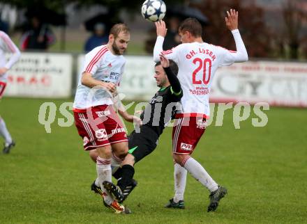 Fussball Unterliga Ost. St. Michael/Bleiburg gegen Kraig. Ales Paradiz, Philipp Gerhard Pachoinig,  (St. Michael), Patrick Rene Striednig (Kraig). St. Michael ob Bleiburg, am 6.11.2016.
Foto: Kuess
---
pressefotos, pressefotografie, kuess, qs, qspictures, sport, bild, bilder, bilddatenbank