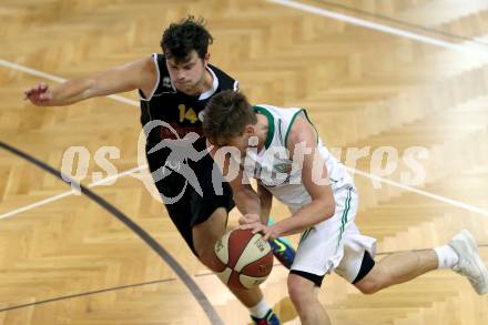 Basketball 2. Bundesliga. GD 6. Runde. KOS Celovec gegen Woerthersee Piraten. Ziga Erculj, (KOS Celovec), Andreas Napokoj (Woerthersee Piraten). Klagenfurt, am 12.11.2016.
Foto: Kuess
---
pressefotos, pressefotografie, kuess, qs, qspictures, sport, bild, bilder, bilddatenbank
