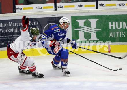 EBEL. Eishockey Bundesliga. VSV gegen	HCB Suedtirol Alperia. Jan Urbas, (VSV), Marco Insam (Bozen). Villach, am 20.11.2016.
Foto: Kuess

---
pressefotos, pressefotografie, kuess, qs, qspictures, sport, bild, bilder, bilddatenbank