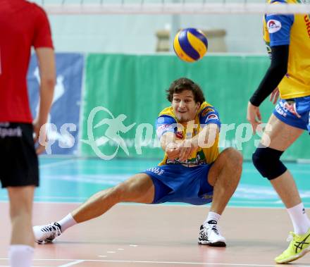 Volleyball Bundesliga. VBK Kelag Woerthersee Loewen Klagenfurt gegen SK Posojilnica Aich/Dob. Anton Lukas Menner  (Aich/Dob). Klagenfurt, 19.11.2016.
Foto: Kuess 
---
pressefotos, pressefotografie, kuess, qs, qspictures, sport, bild, bilder, bilddatenbank