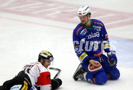 EBEL. Eishockey Bundesliga. VSV gegen	HC Orli Znojmo. Stefan Bacher,  (VSV), Michal Vodny (Znojmo). Villach, am 25.11.2016.
Foto: Kuess

---
pressefotos, pressefotografie, kuess, qs, qspictures, sport, bild, bilder, bilddatenbank
